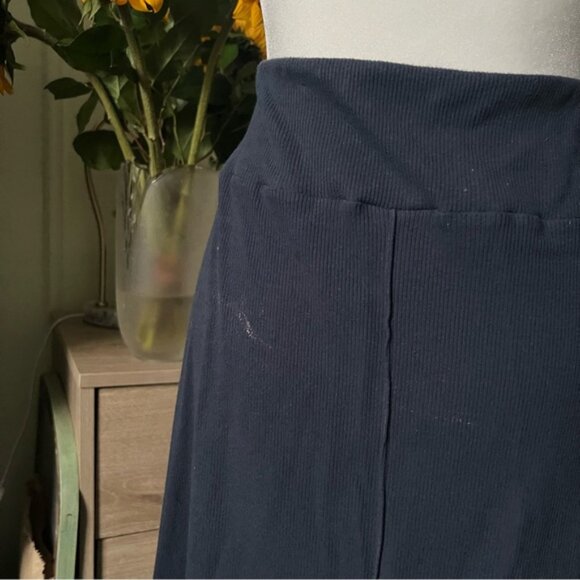Navy Blue Ribbed 94% Cotton A-Line High-Waist Maxi Stretch Casual Modest Skirt S - Picture 10 of 16